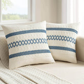 MIULEE Set of 2 Blue Boho Decorative Pillow Covers 18x18 Inch Farmhouse Rustic Couch Throw Pillows Modern Spring Cotton Cushion Covers Retro Cute Macrame Woven Home Decor for Bed Sofa Chair - Miulee